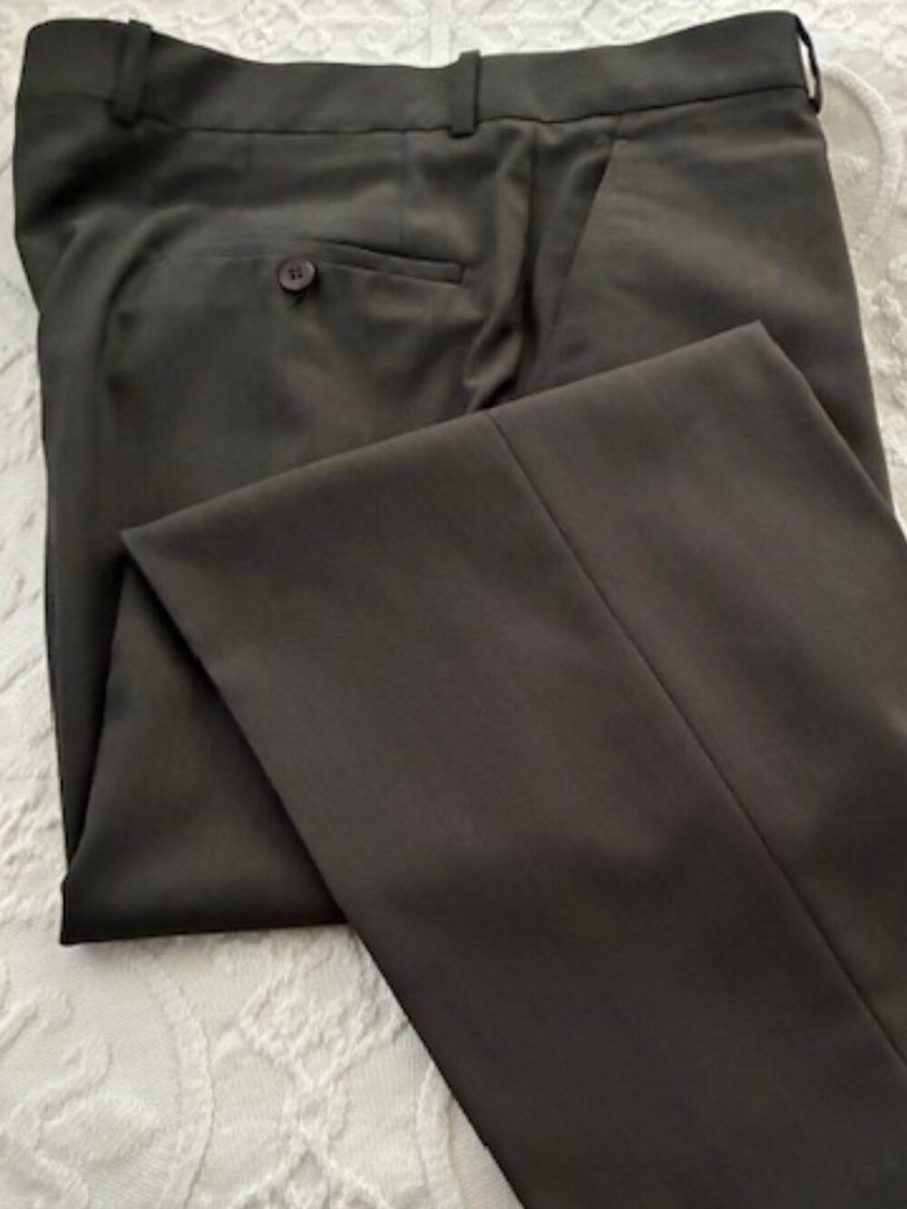 Pants. Dark Khaki. sz W35 x L29. Gala G Pure New Wool (summer weight)